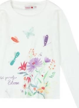 T-Shirt Bambina Bianca Stampata Maniche Lunghe Maglietta in Cotone Maglia Girocollo Bianco Bimba Stampa Multi Color Fiori t-shirt bambina Piccole Canaglie - Tropea, Commerciovirtuoso.it