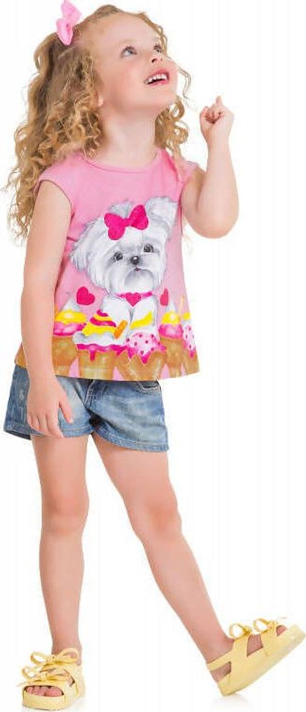 T-Shirt Bambina Estiva 100% Cotone Maniche Corte Canotta Bimba Estate Stampata Cagnolino Top Girl Stampa Multicolor T-SHIRT Piccole Canaglie - Tropea, Commerciovirtuoso.it