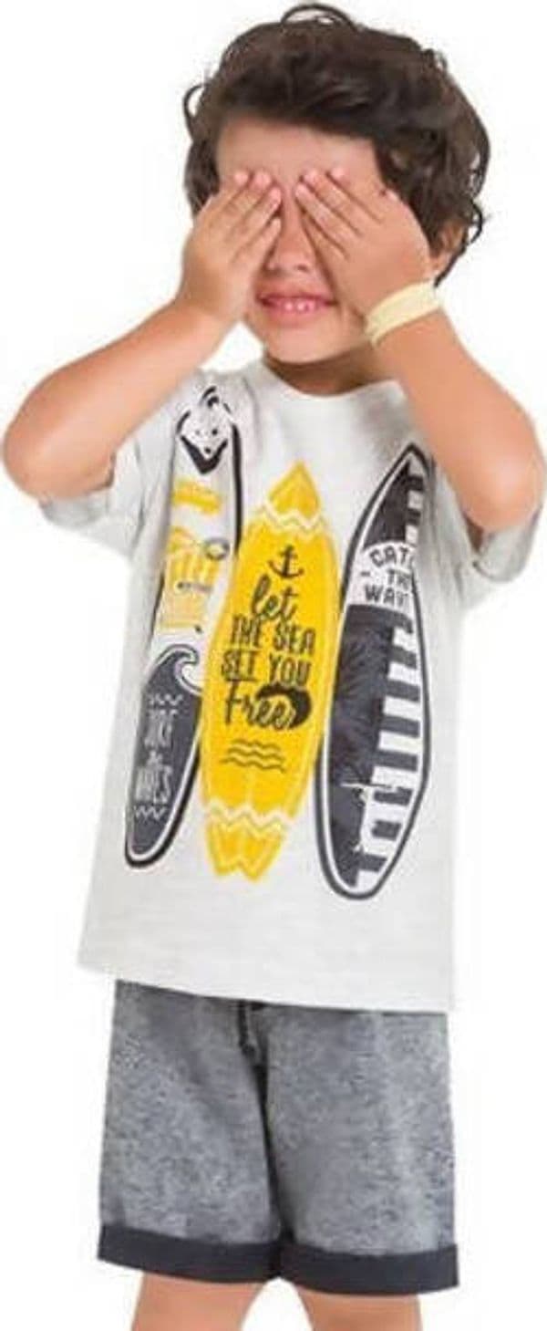 T-SHIRT Bambino 100% Cotone Grigia Stampata Surf Maglia Mezze Maniche Scollo V Bimbo Maglietta Estiva Stampa Multi Colore Gialla Grigia Surf T-SHIRT Piccole Canaglie - Tropea, Commerciovirtuoso.it