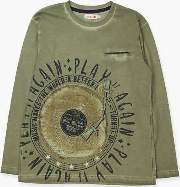 T-Shirt Bambino Maniche Lunghe Verde Stampata 100% Cotone Maglia Girocollo Verde Militare con Tasca Maglietta Bimbo t-shirt bambino Piccole Canaglie - Tropea, Commerciovirtuoso.it