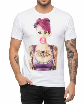 T-Shirt Uomo Let's Bubble Stampa Personaggi Bianco - Streetwear Creativo Italiano in T-shirt Couture - Sestu, commercioVirtuoso.it