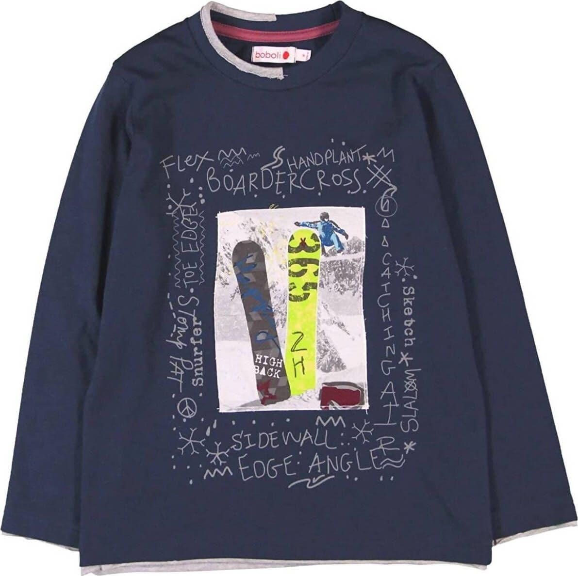 T-Shirt Bimbo Blu 100% Cotone Stampata Skateboard Maglia Maniche Lunghe Multi Color Bambino Girocollo Colorata Maglietta t-shirt bambino Piccole Canaglie - Tropea, Commerciovirtuoso.it