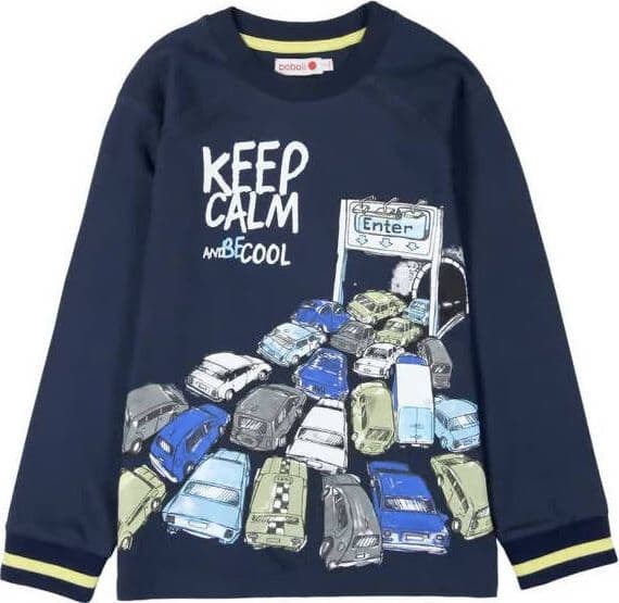 T-Shirt Bimbo Blu Marine 100% Cotone Stampata Keep Calm Macchine Maglia Maniche Lunghe Bambino Girocollo Colorata Maglietta Fashion Boy t-shirt bambino Piccole Canaglie - Tropea, Commerciovirtuoso.it