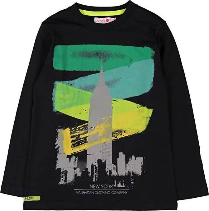 T-Shirt Bimbo Nera Stampata New York Grattaceli Multi Color Maglia Maniche Lunghe Bambino 100% Cotone Girocollo Colorata Maglietta con Bottoni t-shirt bambino Piccole Canaglie - Tropea, Commerciovirtuoso.it