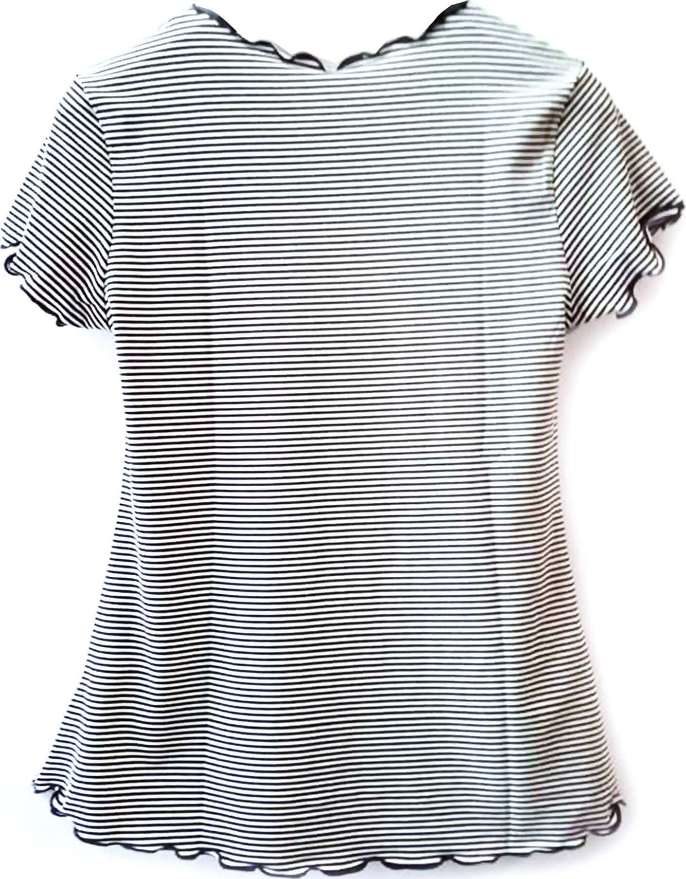 T-shirt Donna a Righe Elasticizzata Maglia Maniche corte con Bordo a Contrasto Maglietta Estiva Girocollo Casual ART. DT71977B maglia donna L'Orchidea - Siderno, Commerciovirtuoso.it