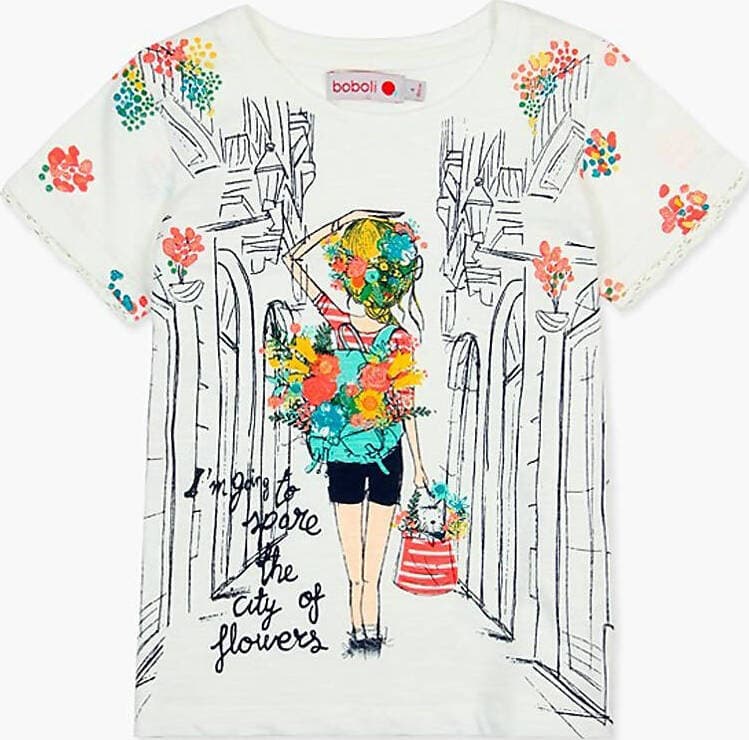 T-Shirt Estiva Bambina Maniche Corte Girocollo Maglietta Stampata Bimba 100% Cotone Maglia Mezze Maniche Bianco Bambino Estate Colorata Boboli t-shirt bambina/ragazza Piccole Canaglie - Tropea, Commerciovirtuoso.it