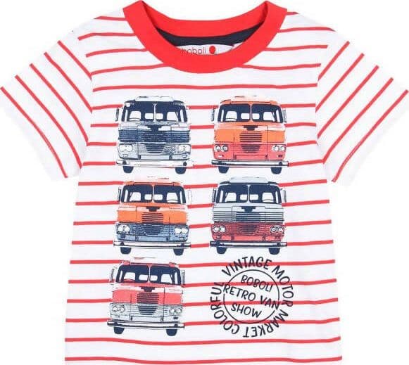 T-shirt Mezze Maniche Girocollo Bambino Estiva 100% Cotone Maglietta Maniche Corte Bianca e Rossa Righe Estate con Stampa Macchine Maglia Bimbo t-shirt baby maschio Piccole Canaglie - Tropea, Commerciovirtuoso.it