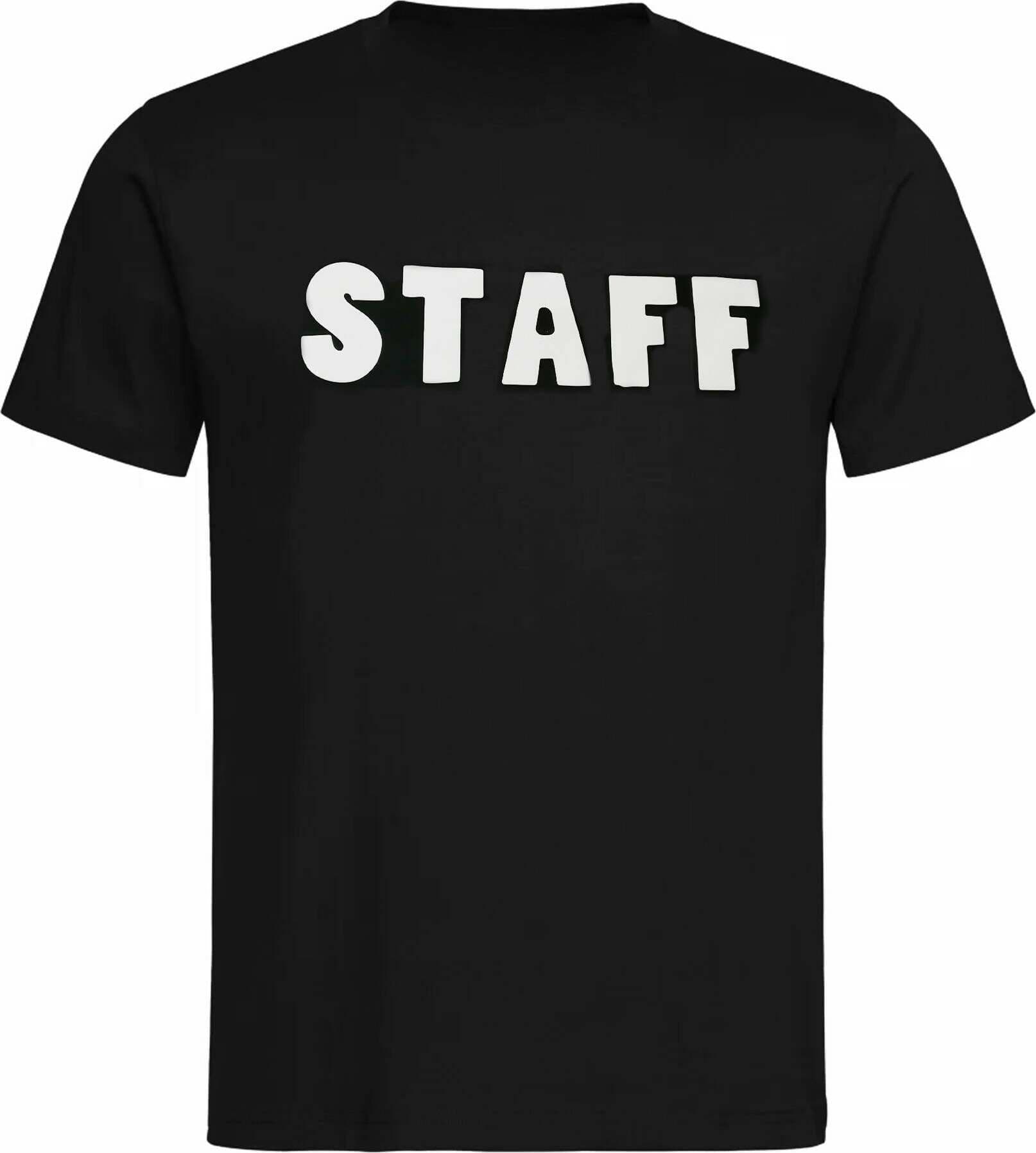 T-shirt Staff Nera Unisex Girocollo Maglia Staff Maniche Corte Tinta Unita Scritta Sul Retro 021 Sport e tempo libero/Fan Shop/Abbigliamento/T-Shirt Il Distintivo - Pesaro, Commerciovirtuoso.it