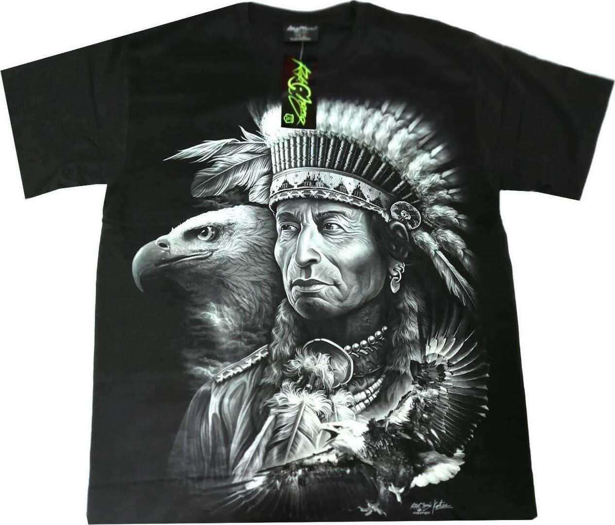 T-Shirt Uomo Indiano Aquila 065 Nera Girocollo Maniche Corte Moda/Uomo/Abbigliamento/T-shirt polo e camicie/T-shirt Il Distintivo - Pesaro, Commerciovirtuoso.it