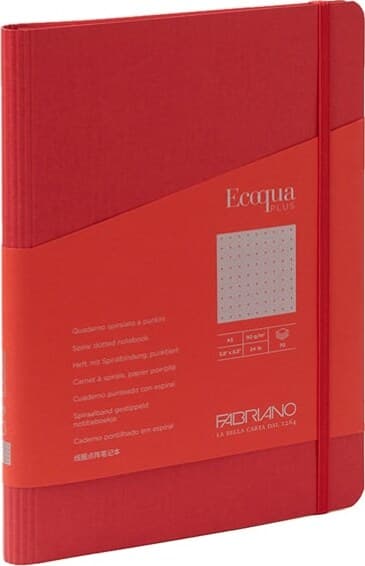 Taccuino EcoQua Plus - con elastico - spiralato - A5 - 70 fogli - puntinato - lampone - Fabriano Cancelleria e prodotti per ufficio/Carta blocchi e quaderni/Blocchi appunti taccuini e diari/Blocchi appunti e taccuini Eurocartuccia - Pavullo, Commerciovirtuoso.it