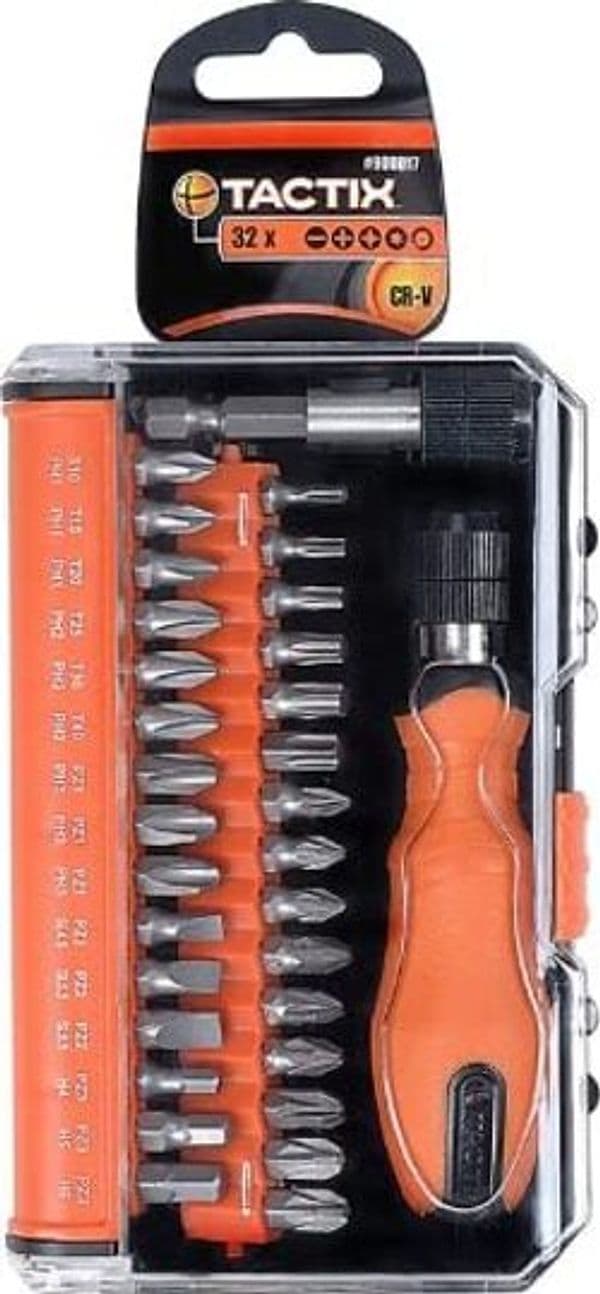 TACTIX---32-PEZZI---CACCIAVITE-A-CRICCHETTO-+-32-INSERTI/PUNTE---MISURE-ASSORTITE