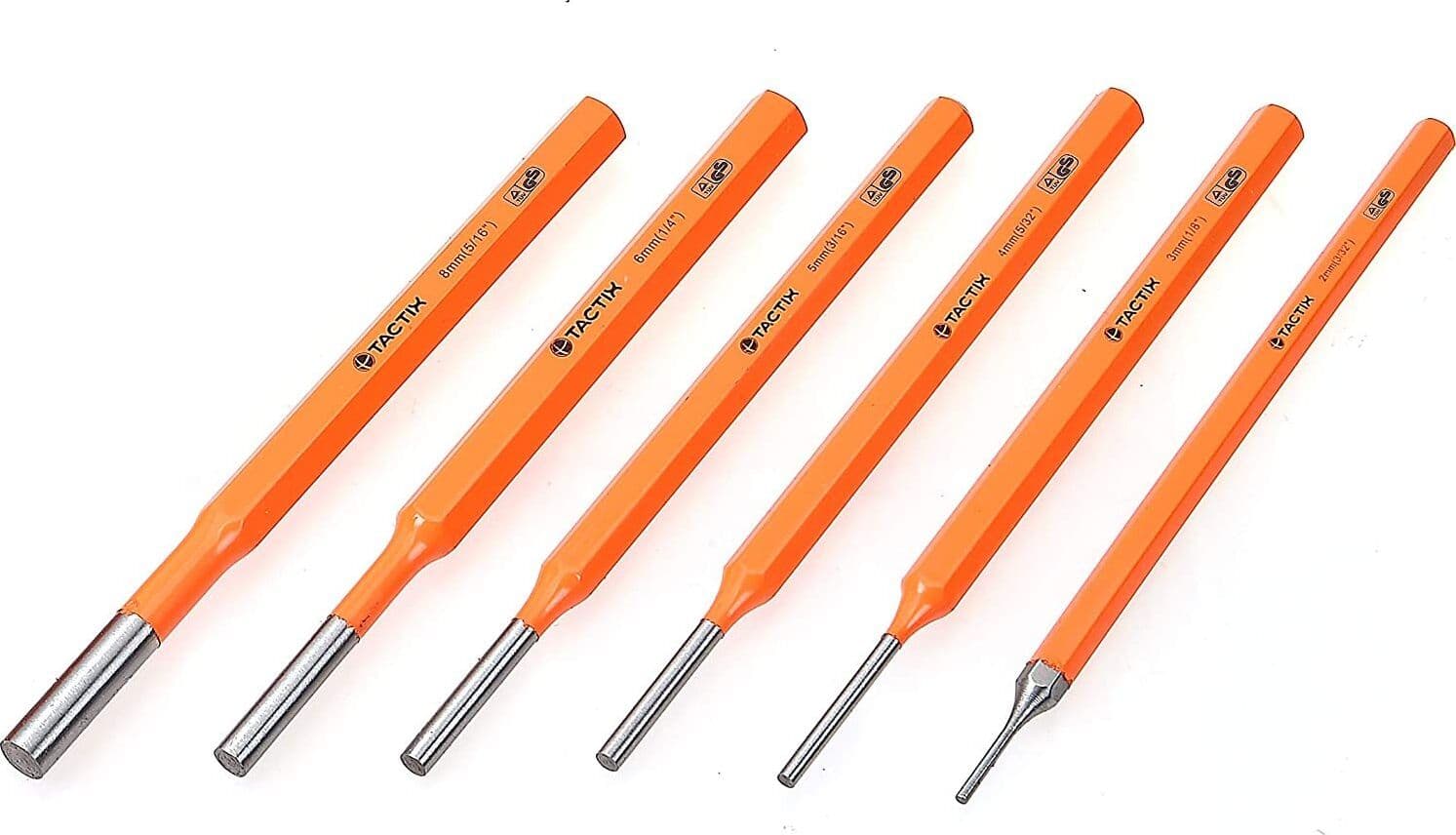 TACTIX - 6 PEZZI - SET 6 PUNZONI MISURE 2/3/4/5/6/8 - IN ACCIAIO