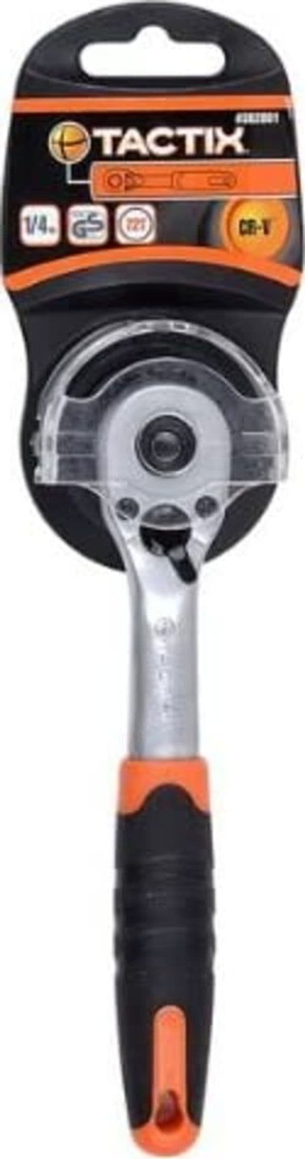 TACTIX---CHIAVE-A-CRICCHETTO-1/4'-CON-MANICO-BIMATERIALE-ANTISCIVOLO-152MM