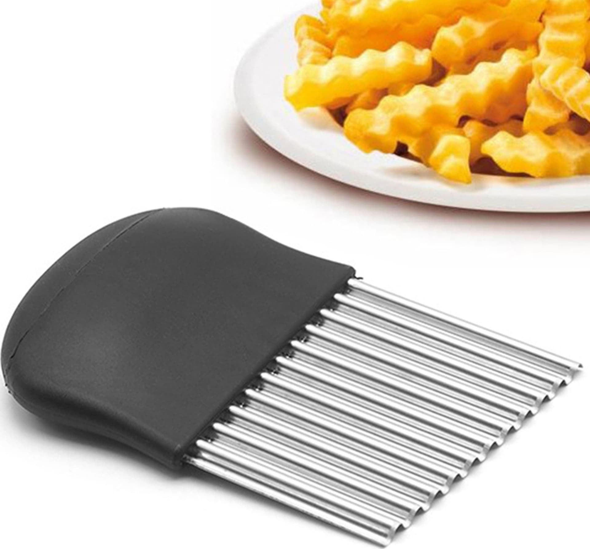 TAGLIA AFFETTA PIEGA MODELLA PATATE PATINE FRITTE ONDULATE EFFETTO CHIPS