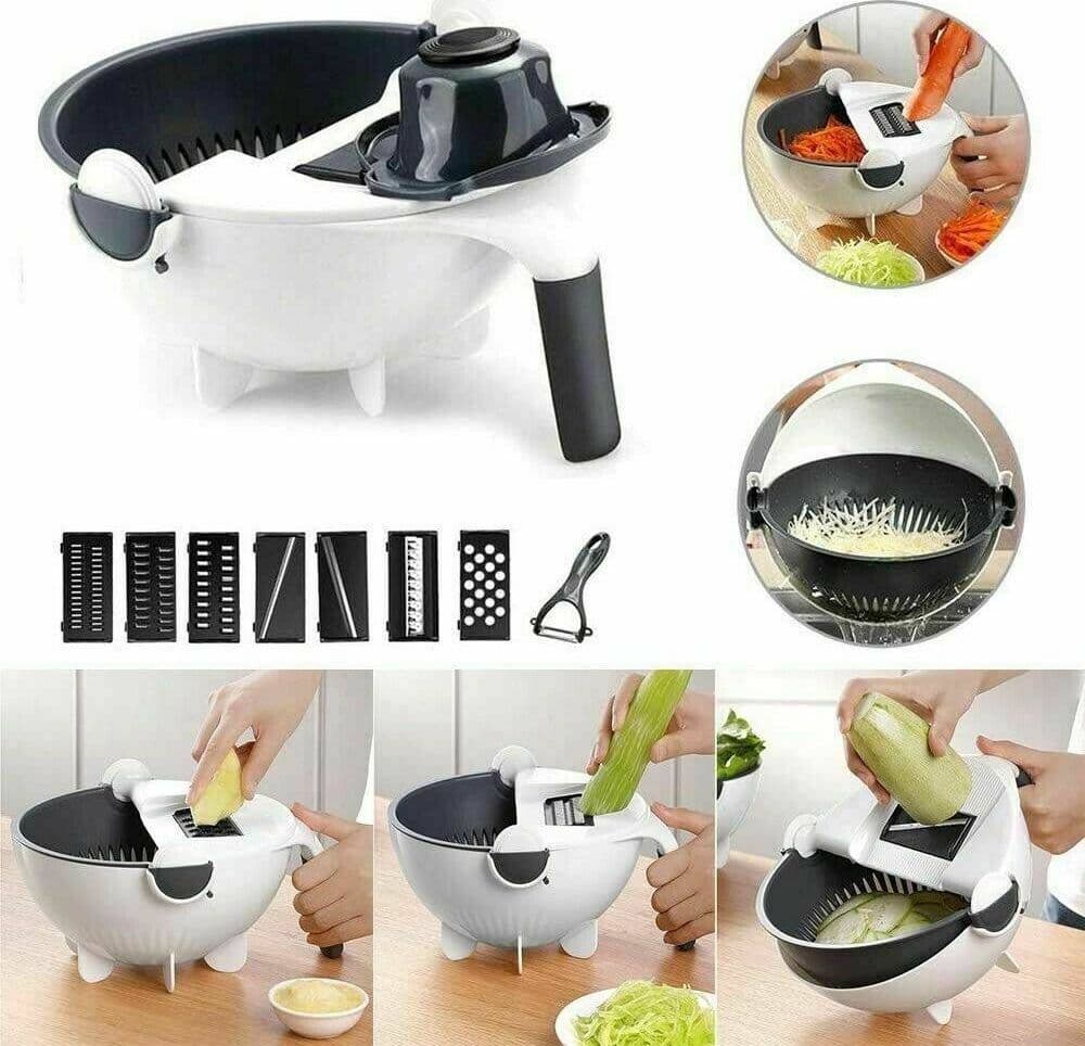 Taglia Verdure Affettaverdure Multifunzione 9 In 1 Affettatutto Grattugia Inox Affettaverdure Trade Shop italia - Napoli, Commerciovirtuoso.it