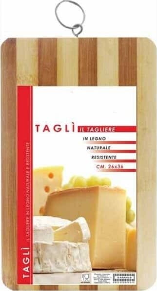TAGLIERE IN LEGNO NATURALE RESISTENTE PER ALIMENTI CUCINA CASA 26X36CM