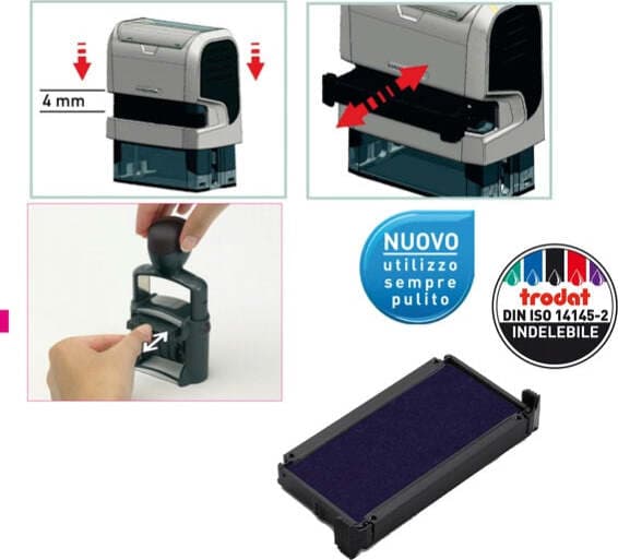 Tampone di ricambio 6-4912 - blu - Trodat - conf. 3 pezzi Cancelleria e prodotti per ufficio/Archivio ufficio e accessori per scrivania/Etichette divisori per schedario e timbri/Timbri e materiali per timbri/Tamponi asciuga inchiostro Eurocartuccia - Pavullo, Commerciovirtuoso.it