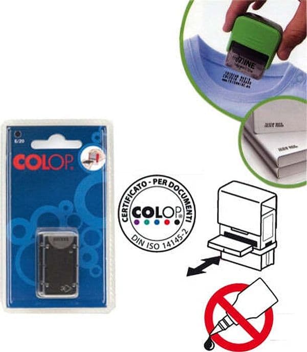 Tampone di ricambio per timbro Mine - nero - Colop - conf. 2 pezzi Cancelleria e prodotti per ufficio/Archivio ufficio e accessori per scrivania/Etichette divisori per schedario e timbri/Timbri e materiali per timbri/Tamponi asciuga inchiostro Eurocartuccia - Pavullo, Commerciovirtuoso.it