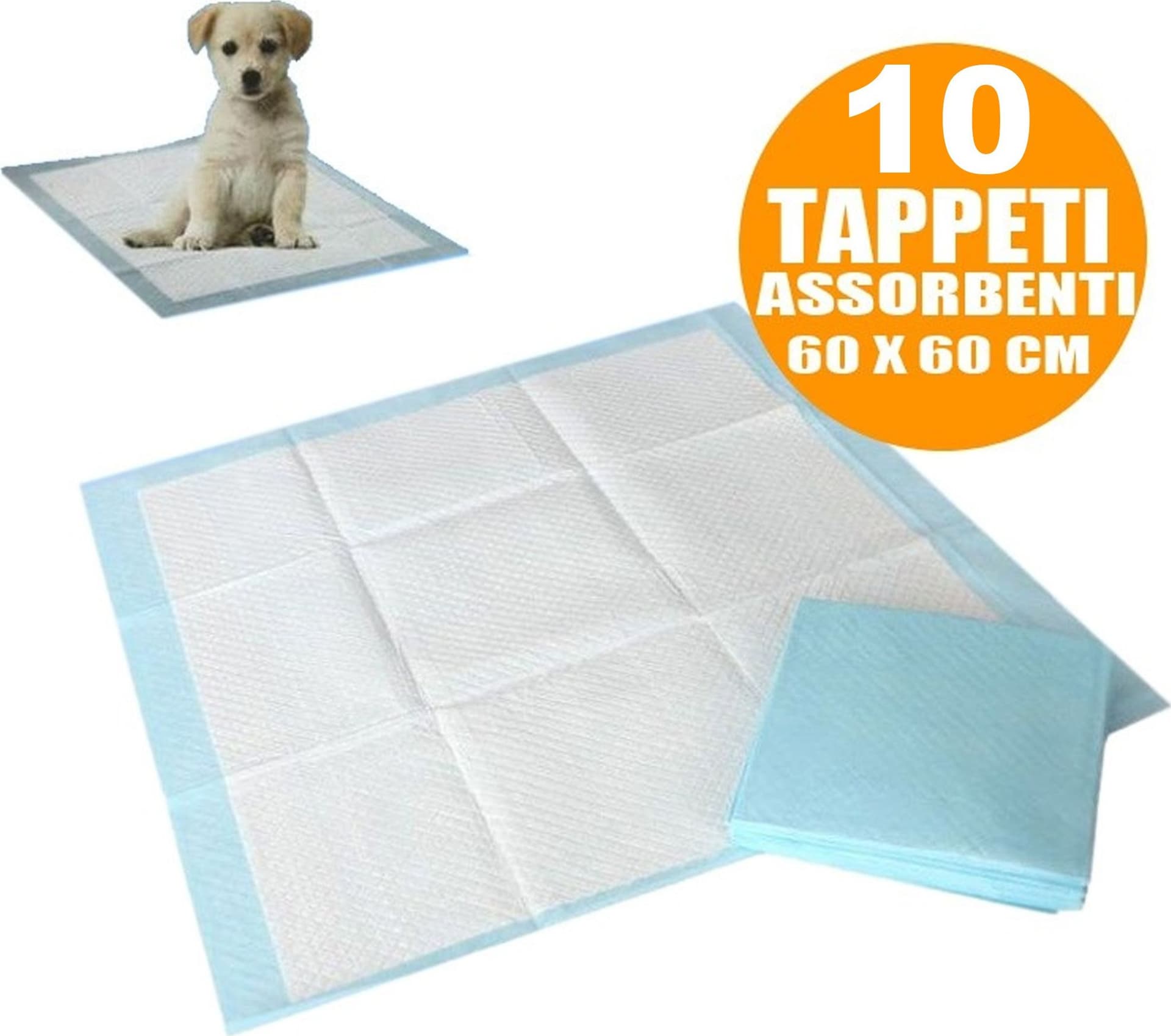 10 TAPPETINI ASSORBENTI PER CANI GATTI 60 X 60 CM CUCCIOLI PANNOLINI TRAVERSE Trade Shop italia - Napoli, Commerciovirtuoso.it