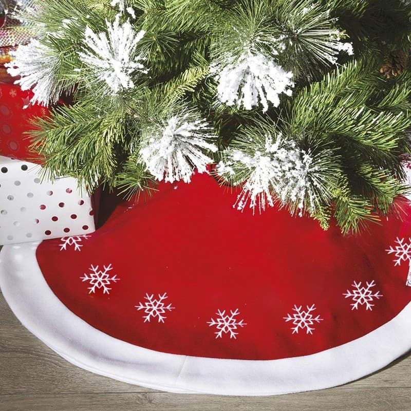 TAPPETO GONNA COPERTURA BASE ALBERO DI NATALE 105CM ROSSO DECORAZIONI NATALIZIE
