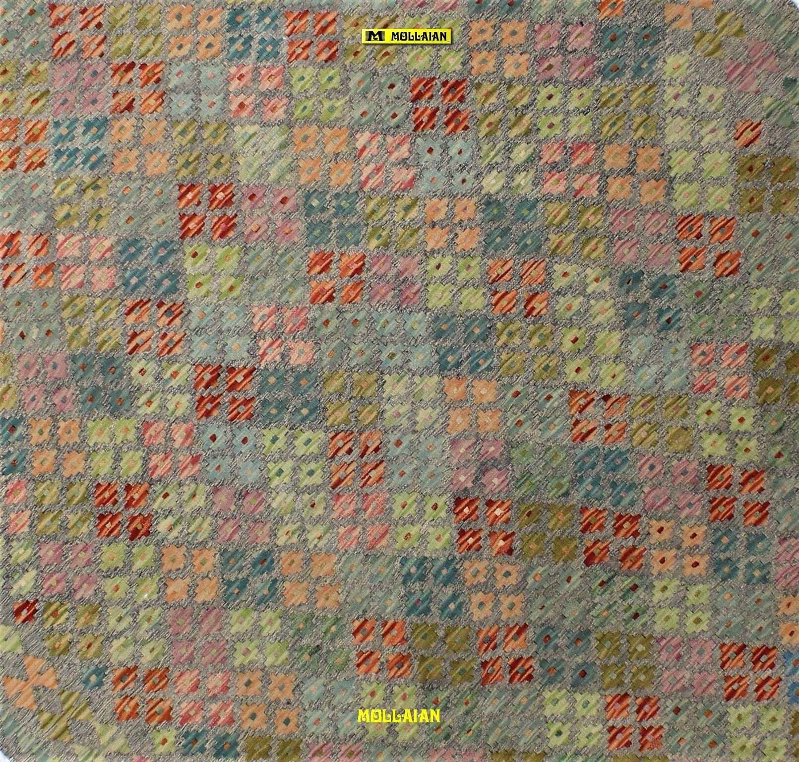 Tappeto Rettangolare Melange Verde Kilim Kaudani Melange 228x173cm Disegno Moderno, Double Face Originale, Lavorato a Mano, Pezzo Unico Casa e cucina/Tessili per la casa/Tappeti e tappetini/Tappeti Mollaian Tappeti - Lecce, Commerciovirtuoso.it