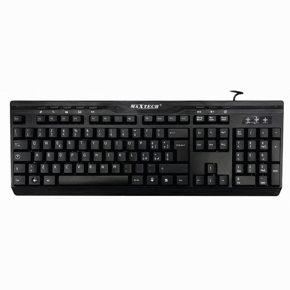 TASTIERA CON FILO USB 2.0 CONFORT IMPERMEABILE SILENZIOSO WINDOWS MACOS MAXTECH EK-402M