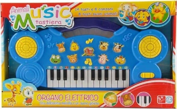 TASTIERA ELETTRICA PER BAMBINI ORGANO MUSICALE 14 TASTI 8 CANZONI PRECARICATE