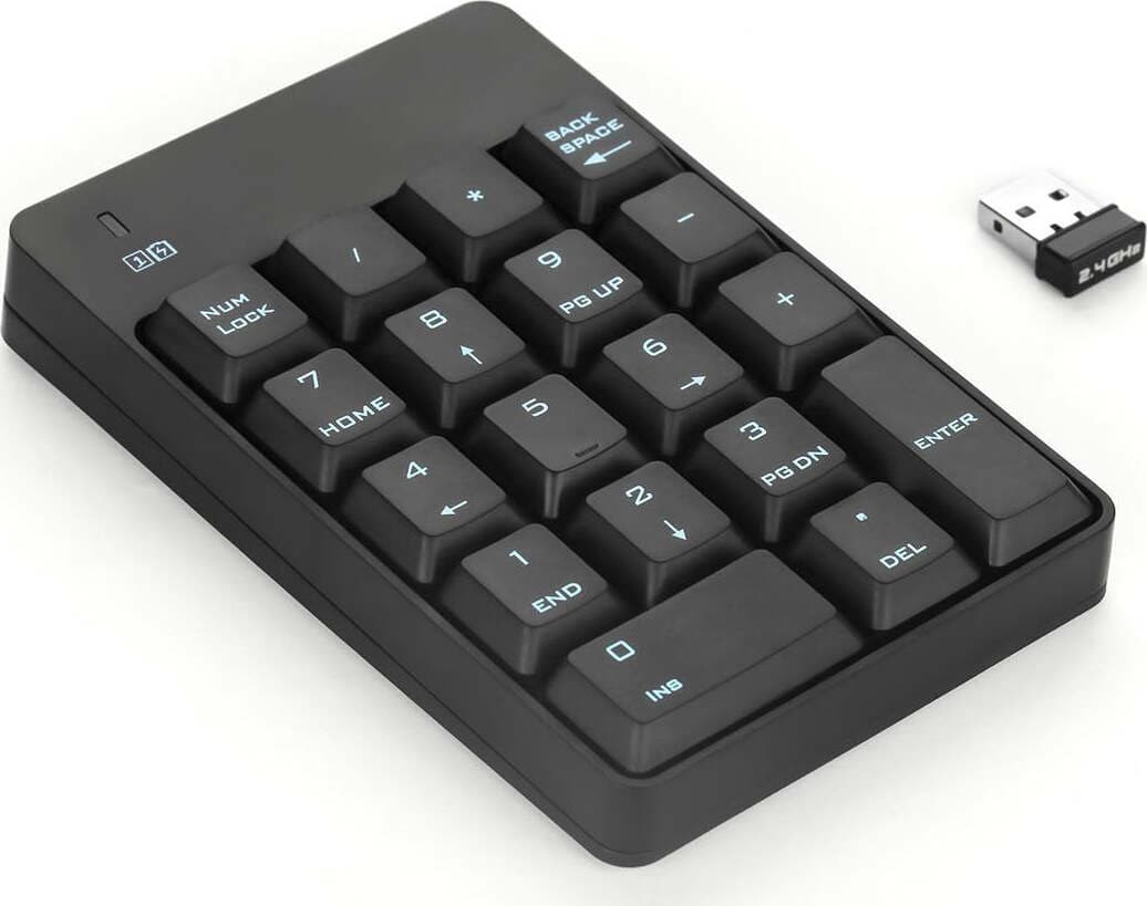 Tastiera numerica Wireless Tastierino numerico Portatile 18 Tasti con Mini Ricevitore USB 2.4G per Notebook Laptop, Desktop, Surface PRO, PC - Nero in 85cento.it - Potenza, commercioVirtuoso.it