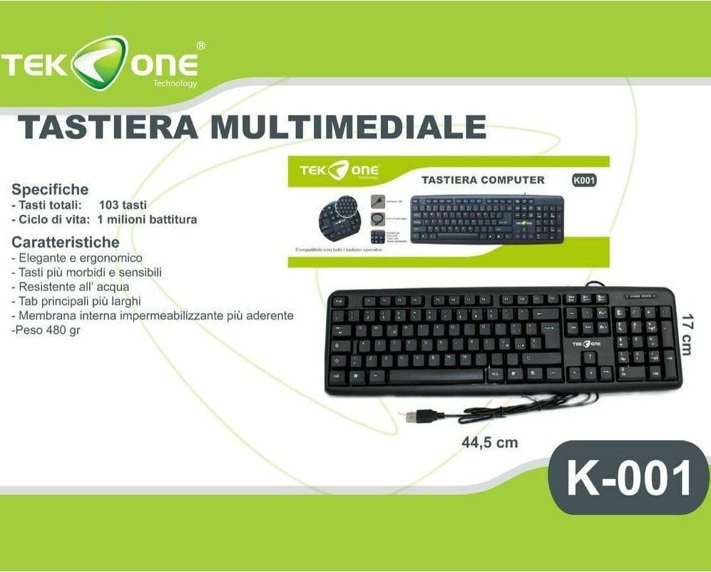 Tastiera Usb Tekone K-001 Multimediale Key Striker Computer Pc Desktop Informatica e Videogiochi > Accessori PC > Mouse e Tastiere PC Trade Shop italia - Napoli, Commerciovirtuoso.it