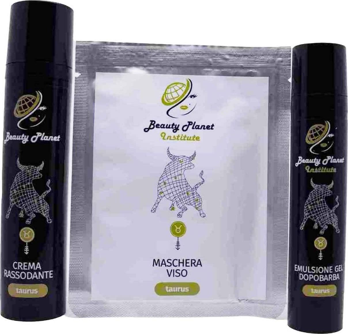 Taurus Kit Uomo Trattamento Viso Beauty Planet Institute Kit Crema Rassodante 100 Ml E Gel Dopobarba 50 Ml + 2 Maschere Viso 25 Ml
