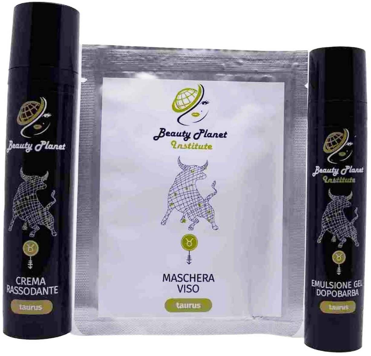Taurus Kit Uomo Trattamento Viso Beauty Planet Institute Kit Crema Rassodante 100 Ml E Gel Dopobarba 50 Ml + 2 Maschere Viso 25 Ml