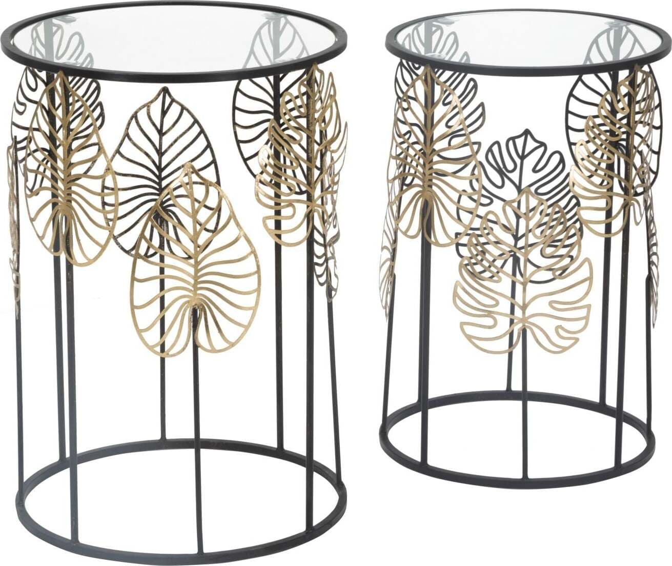 Tavolinetti-Foglie-Glam-Coppia-Cm-Ø-38X55-33X50