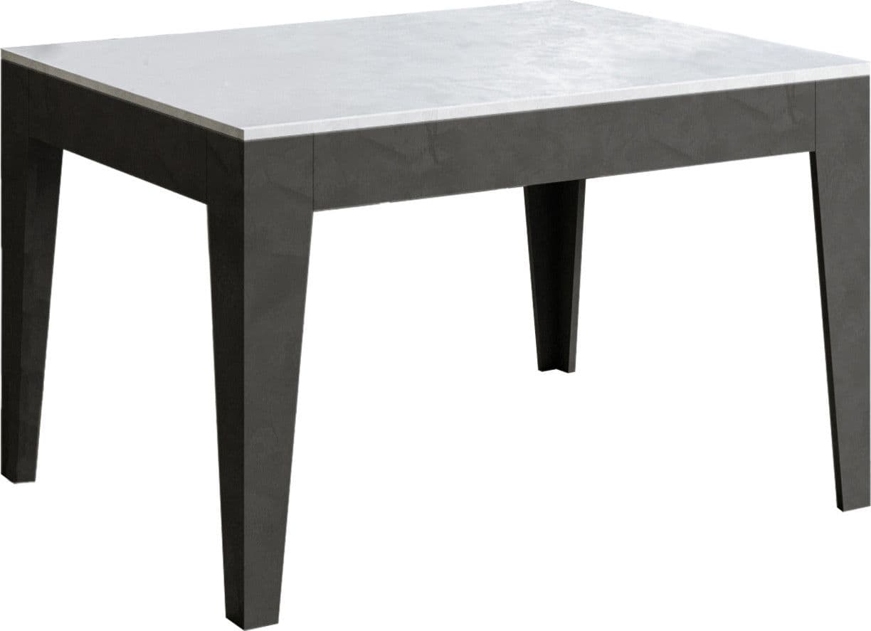 Tavolo-allungabile-90x120/180-cm-Cico-Mix-piano-Bianco-Spatolato---base-Antracite-Spatolato-Itamoby