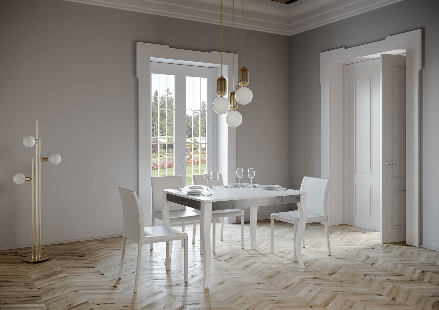 Tavolo-allungabile-90x120/224-cm-Olanda-Iron-telaio-Grigio
