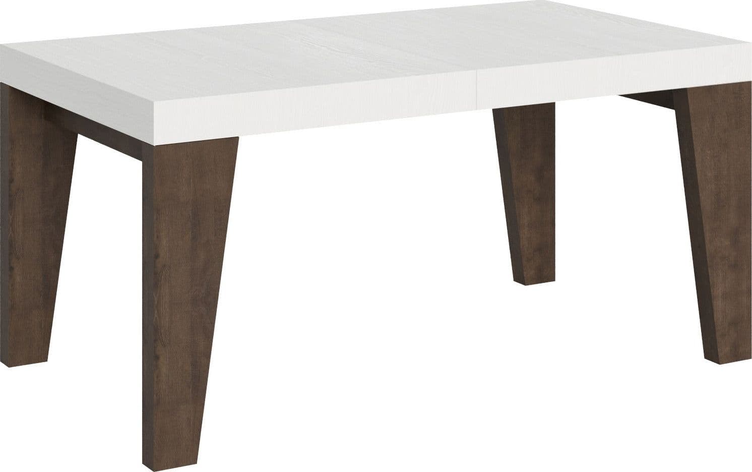 Tavolo allungabile 90x160/420 cm Naxy Mix piano Bianco Frassino - gambe Noce