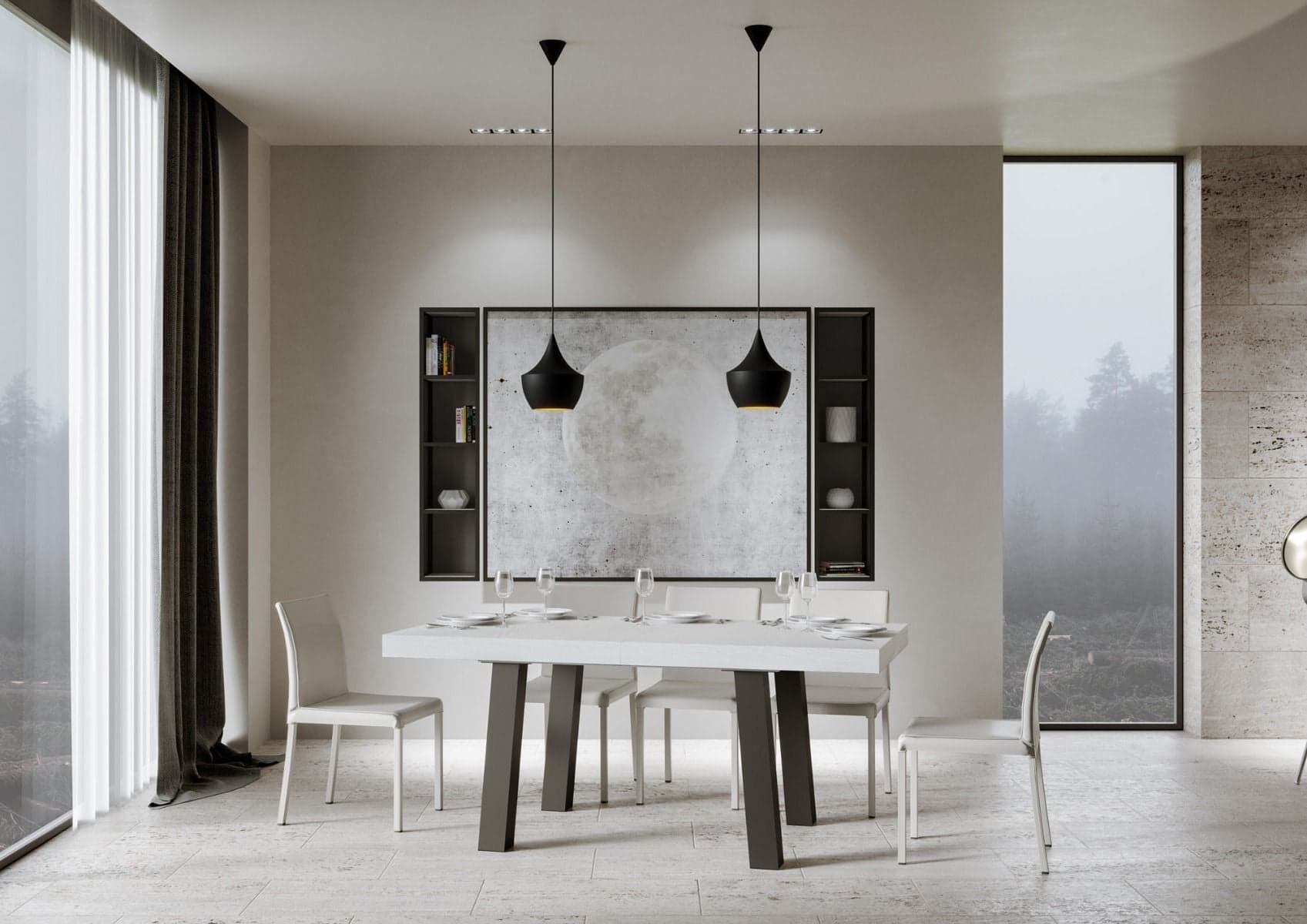 Tavolo-allungabile-90x180/284-cm-Bridge-telaio-Antracite-Itamoby