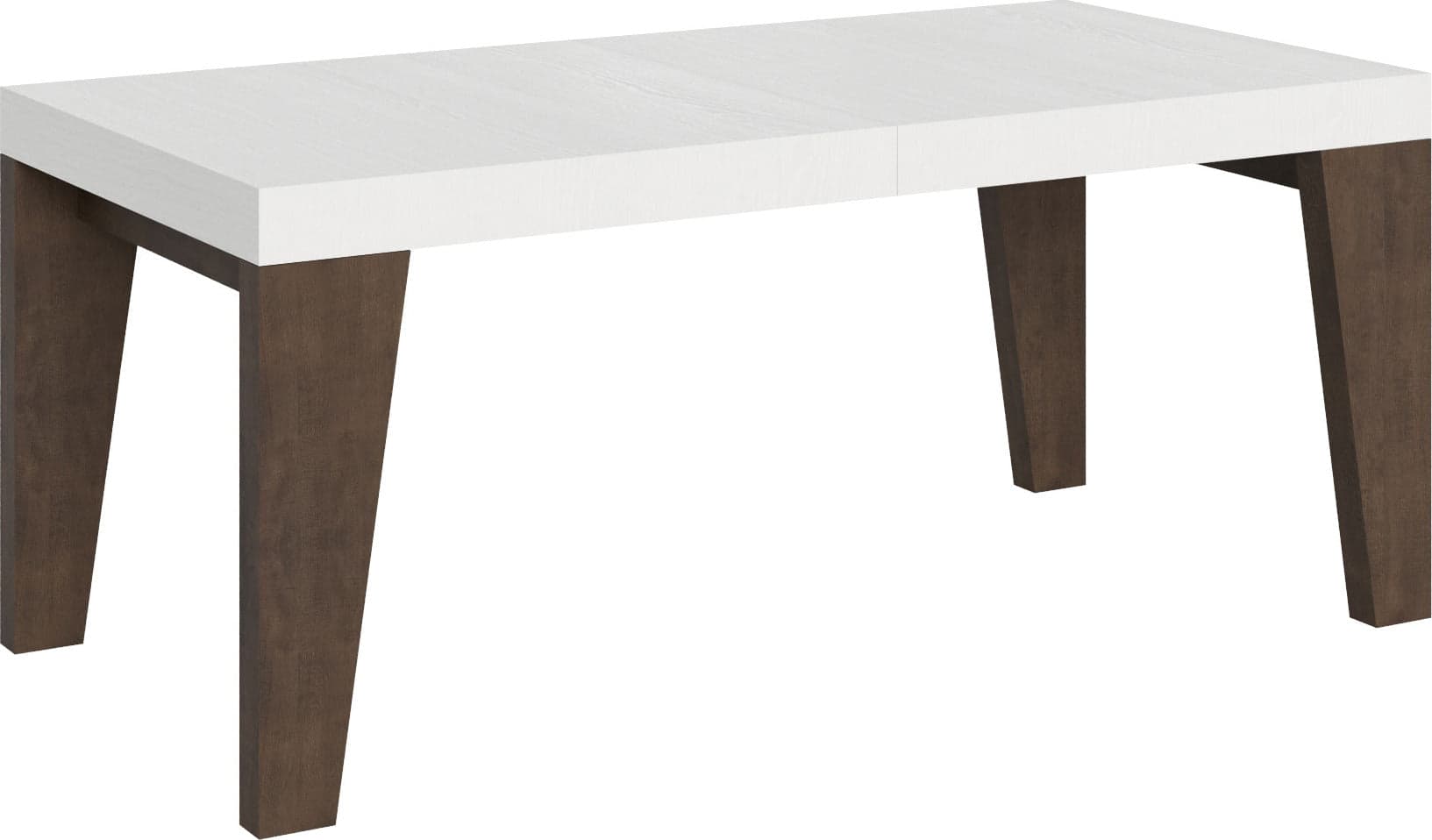 Tavolo-allungabile-90x180/284-cm-Naxy-Mix-piano-Bianco-Frassino---gambe-Noce-Itamoby