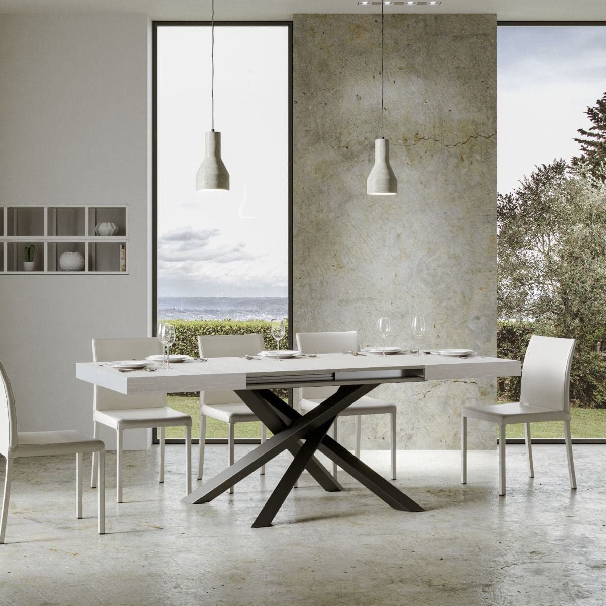 Tavolo-allungabile-90x180/284-cm-Volantis-telaio-Antracite-Itamoby