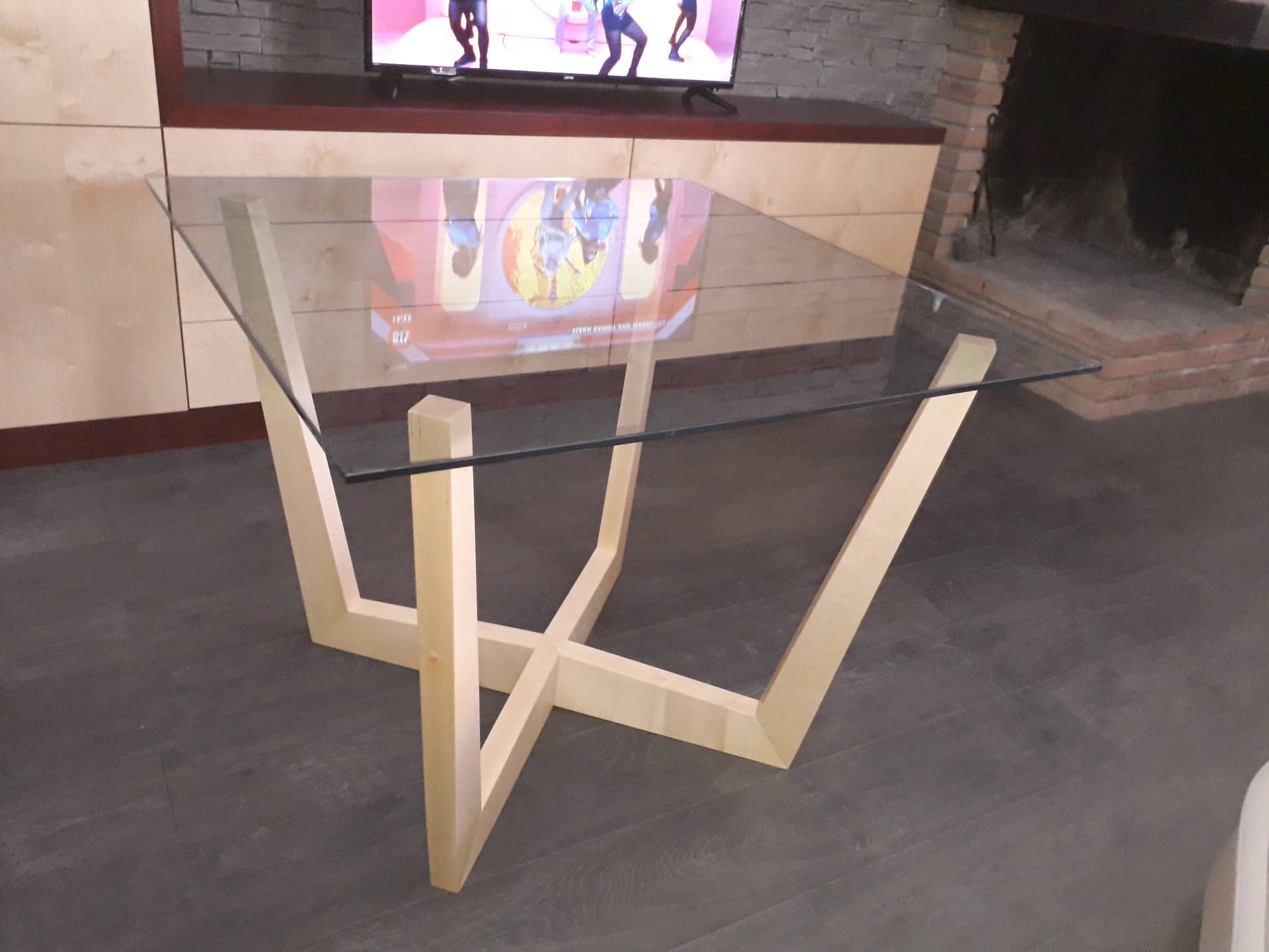 Tavolo Quadrato 90x90 Legno e Vetro Design + Manifattura Artigianale Italiana Cucina Sala Studio Ufficio