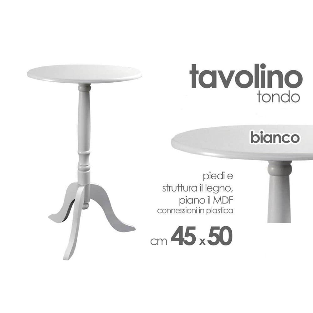 Tavolo Tavolino 50x45cm Legno Tondo Bianco Moderno Classico Shabby Chic 689307 Casa e cucina/Arredamento/Soggiorno/Tavoli e tavolini/Console e tavoli da divano Trade Shop italia - Napoli, Commerciovirtuoso.it