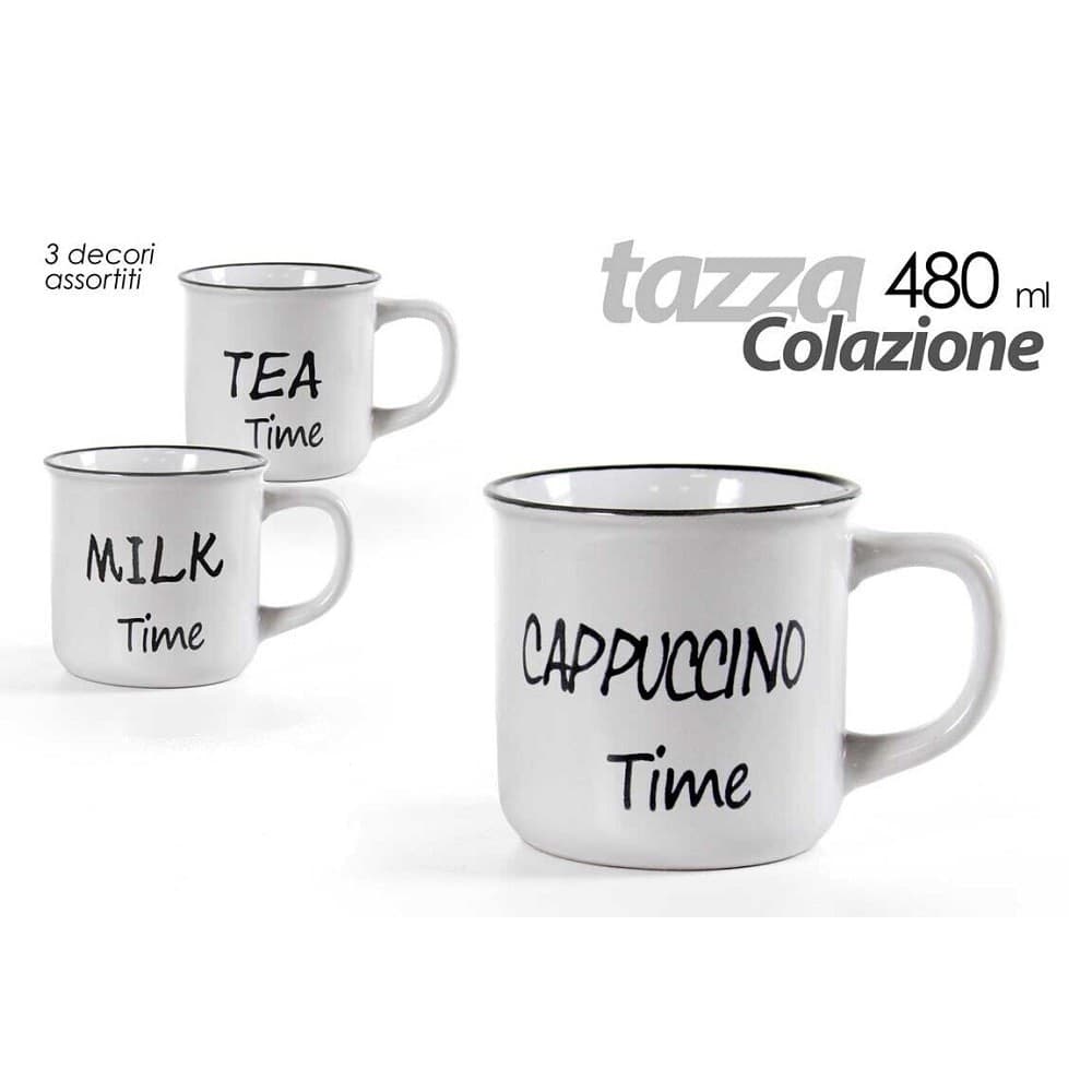Tazza Caffe' Colazione Cucina Decorata 3 Decori Assortiti 480ml 9,9x7,5cm 783999 Casa e cucina/Stoviglie/Piatti ciotole e vassoi/Tazze e piattini/Servizi da caffè Trade Shop italia - Napoli, Commerciovirtuoso.it