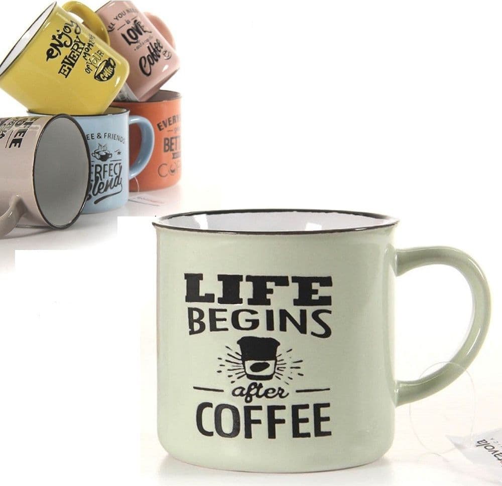 Tazza Cappuccino Caff? Life In Ceramica 340ml 340cc Vari Colori Assortiti 719219 Casa e cucina/Stoviglie/Piatti ciotole e vassoi/Tazze e piattini/Tazze e tazzine da caffè Trade Shop italia - Napoli, Commerciovirtuoso.it