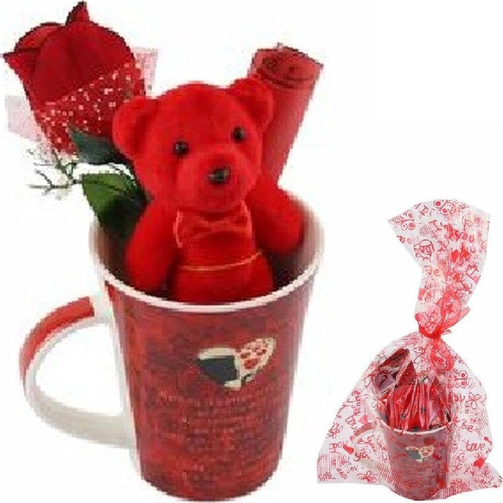 Tazza Con Peluche Orsetto Rosso Regalo San Valentino Con Fiore Confezione 63297 Giochi e giocattoli/Peluche/Animali di peluche Trade Shop italia - Napoli, Commerciovirtuoso.it