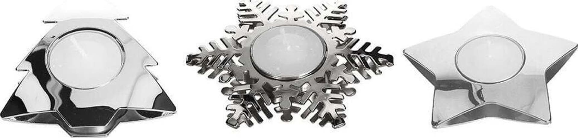TEA LIGHT A FORME NATALE GLAM ARGENTO ACCIAIO Tognana