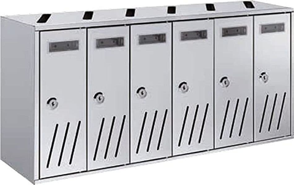 TECHNOMAX---CASELLARIO-POSTALE-CONDOMINIALE-6-POSTI---COLORE-ARGENTO-ANODIZZATO---30x62x17,5CM