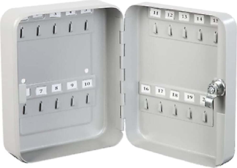 TECHNOMAX---CASSETTA-PORTACHIAVI-RETTANGOLARE-200x160x70MM-CON-SERRATURA---20-POSTI-NUMERATI---COLORE-GRIGIO