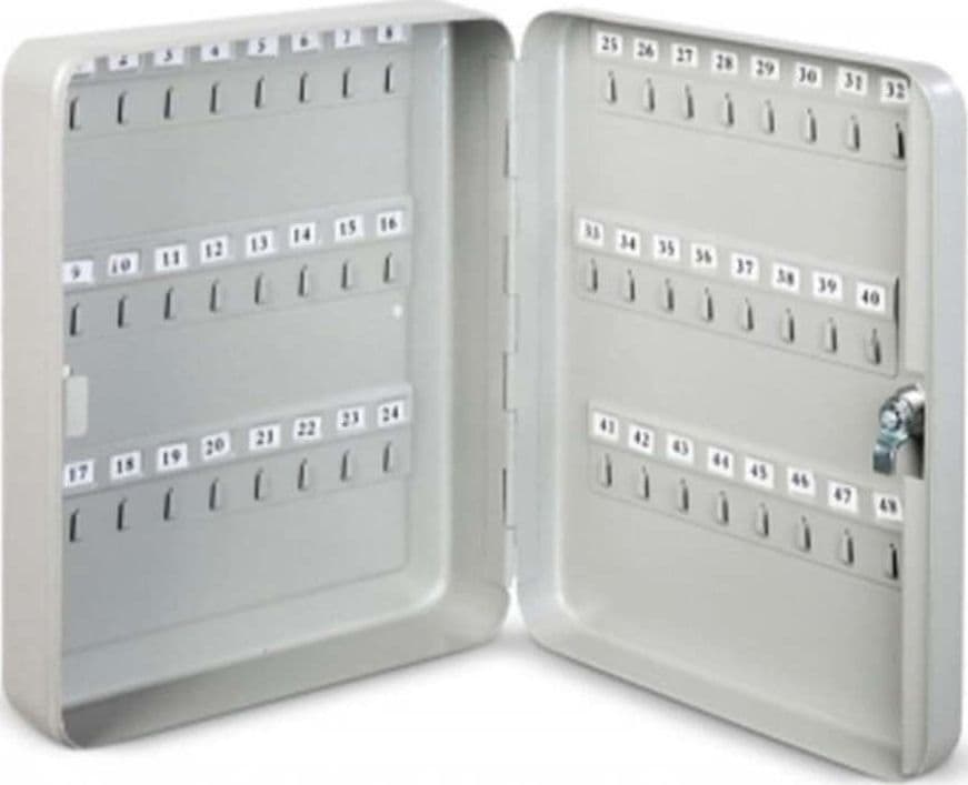 TECHNOMAX---CASSETTA-PORTACHIAVI-RETTANGOLARE-300x240x80MM-CON-SERRATURA---48 POSTI-NUMERATI---COLORE-GRIGIO