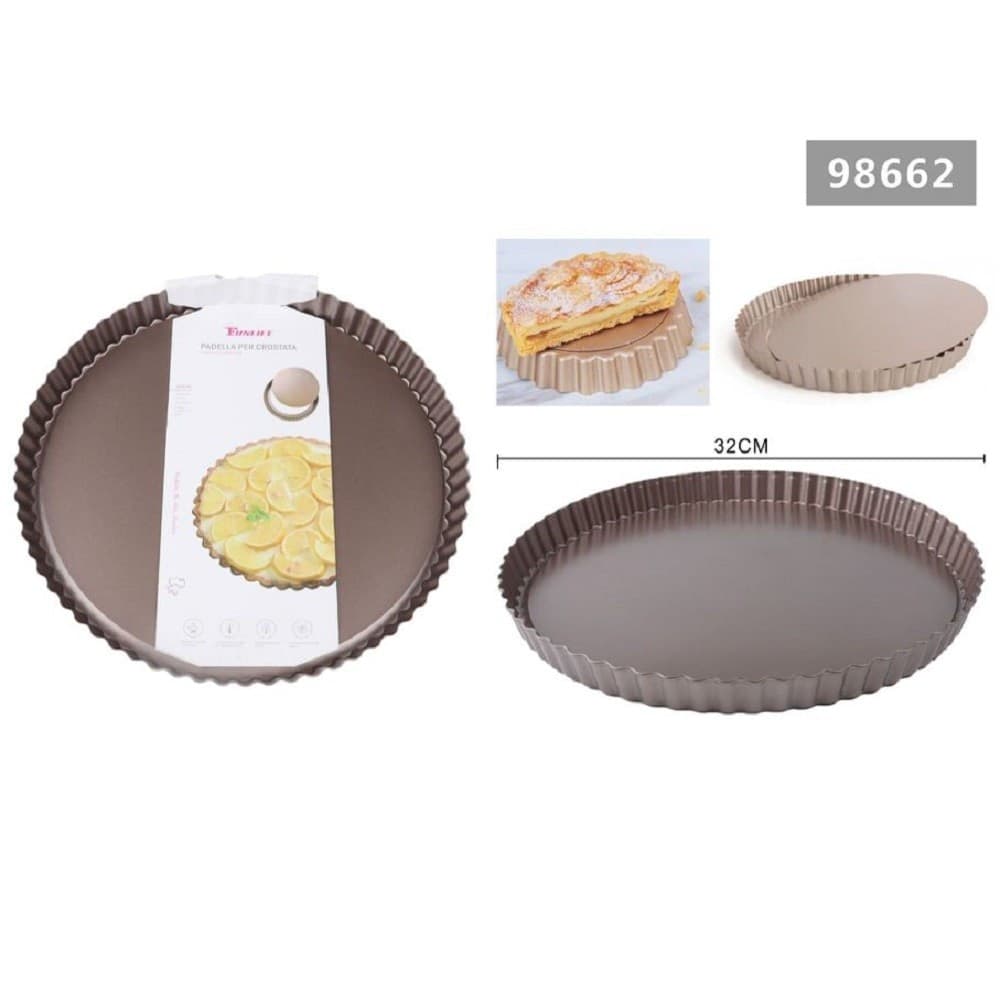 Teglia Da Forno Per Crostate Torte Dolci Stampo Con Base Removibile 32 Cm 98662 Casa e cucina/Teglie da forno e accessori per pasticceria/Teglie e stampi/Teglie per torte/Teglie tonde Trade Shop italia - Napoli, Commerciovirtuoso.it