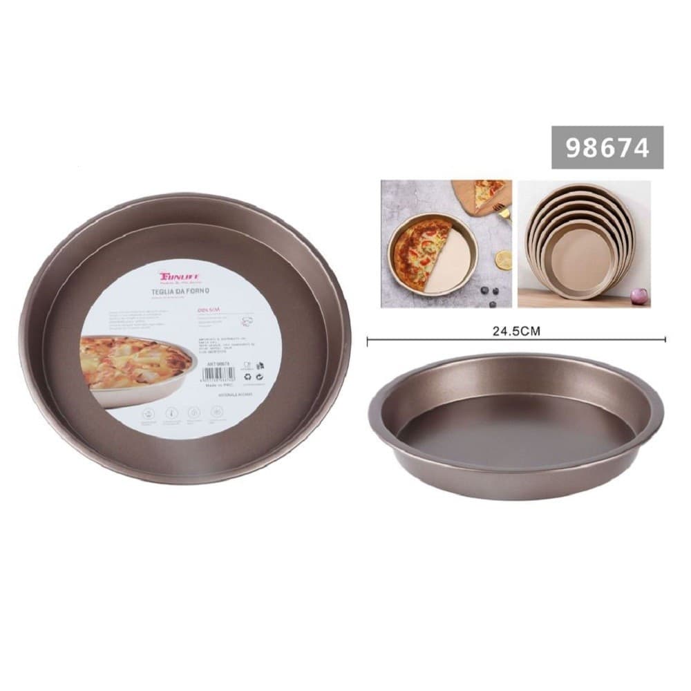 Teglia Da Forno Per Torte Dolci Crostate Stampo In Acciaio Tortiera 24.5cm 98674 Casa e cucina/Teglie da forno e accessori per pasticceria/Accessori e utensili per pasticceria/Porta torta Trade Shop italia - Napoli, Commerciovirtuoso.it