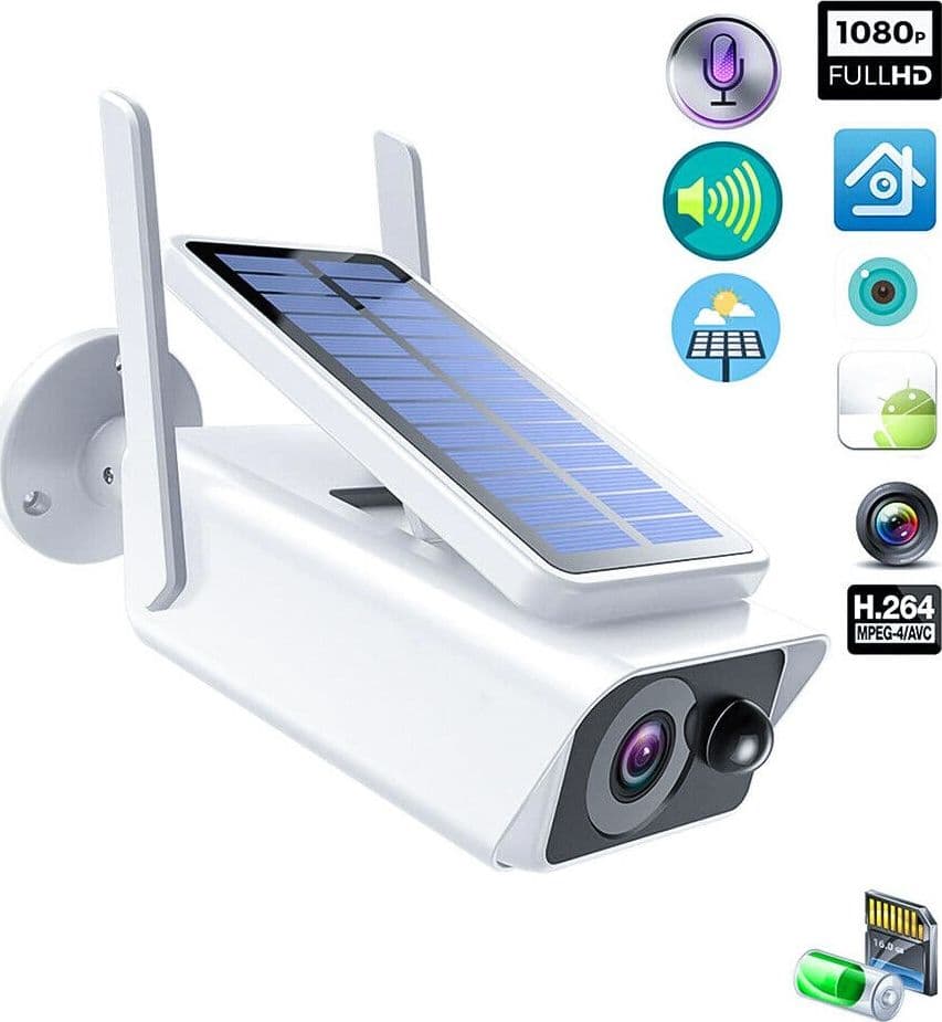 Telecamera con pannello solare wifi 2MPX infrarossi SD sensore movimento ip66-Q1